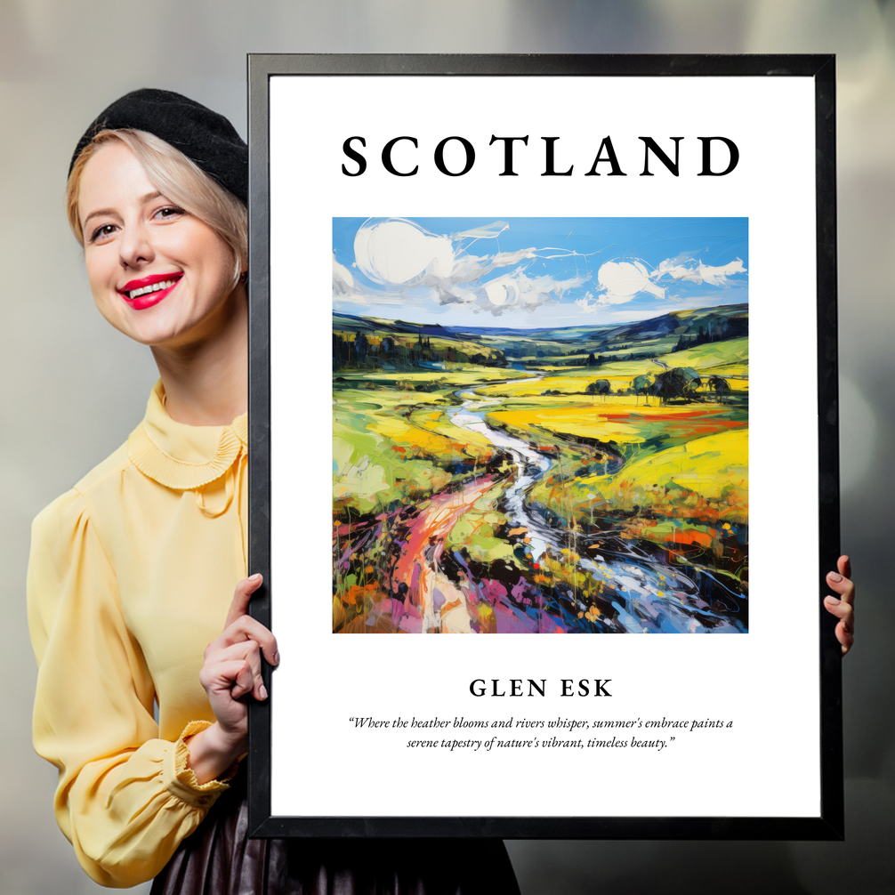 Person holding a poster of Glen Esk