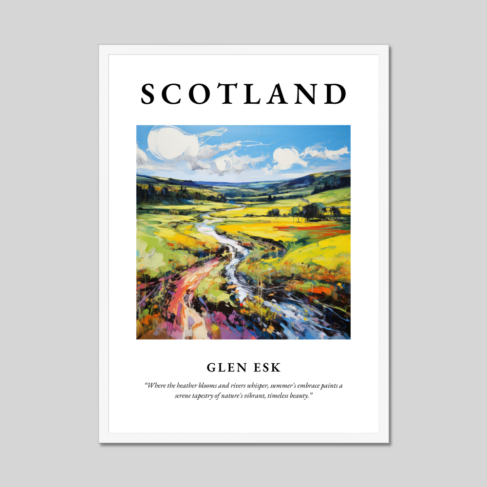 Poster in a white frame with the word Scotland