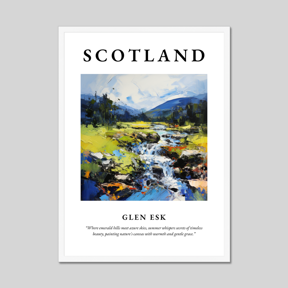 Poster in a white frame with the word Scotland