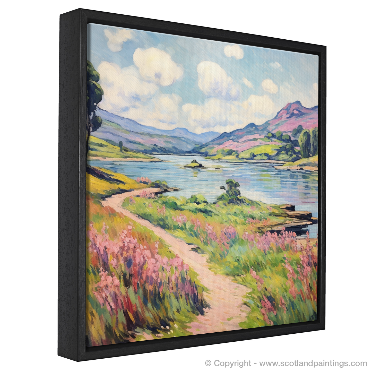 Painting and Art Print of Loch Doon, Ayrshire in summer entitled "Summer Serenity at Loch Doon Ayrshire".