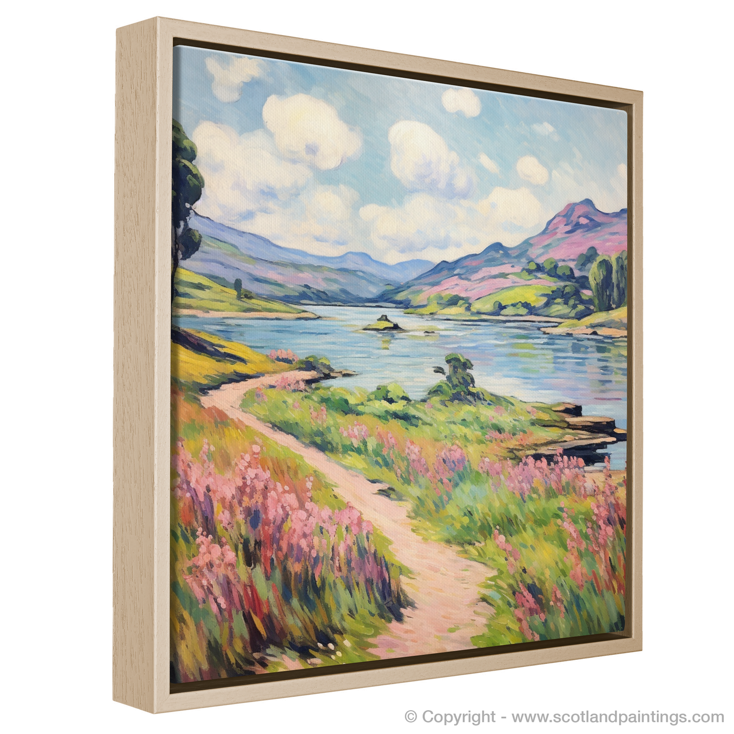 Painting and Art Print of Loch Doon, Ayrshire in summer entitled "Summer Serenity at Loch Doon Ayrshire".