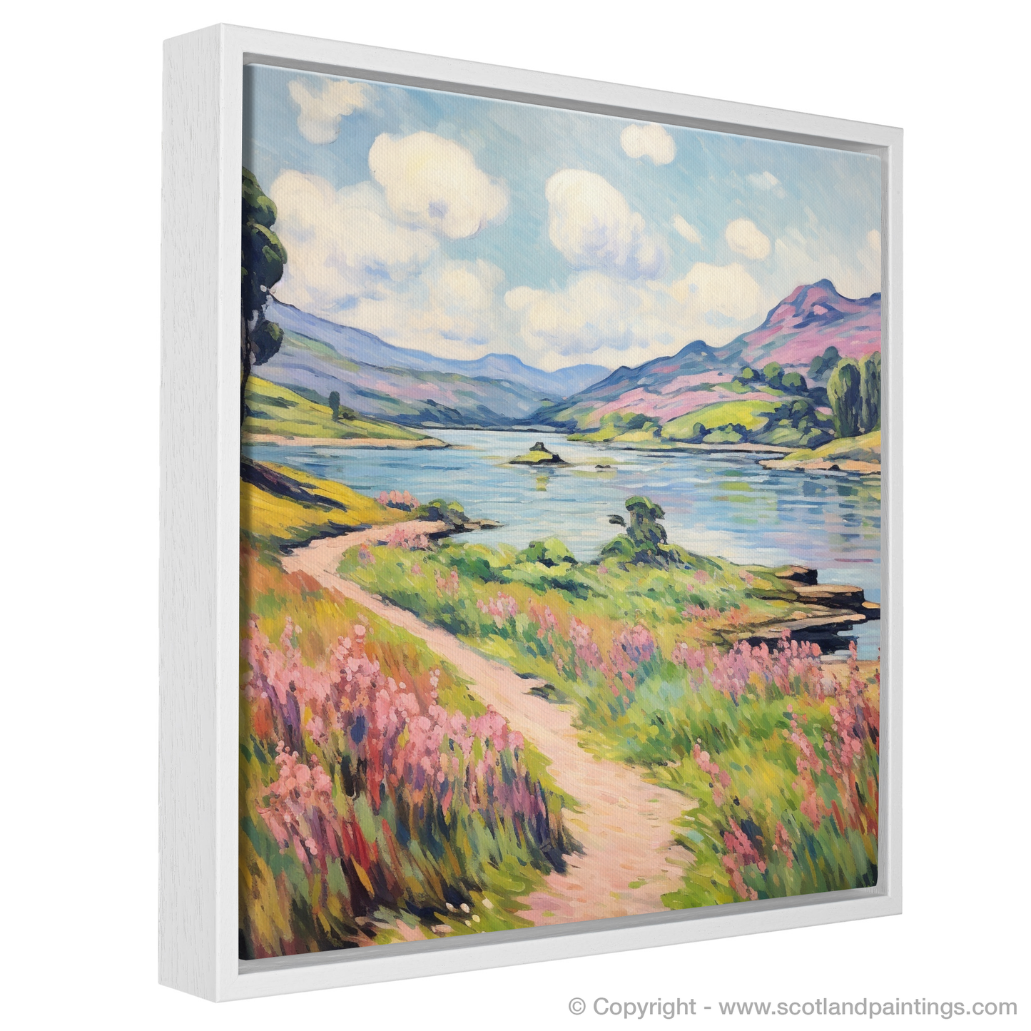 Painting and Art Print of Loch Doon, Ayrshire in summer entitled "Summer Serenity at Loch Doon Ayrshire".