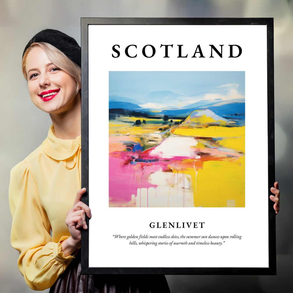 Person holding a poster of Glenlivet