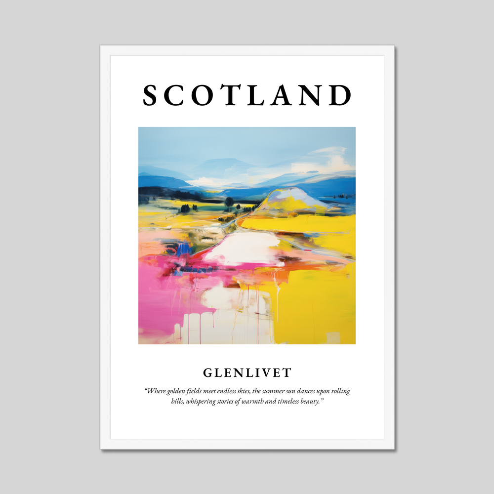 Poster in a white frame with the word Scotland