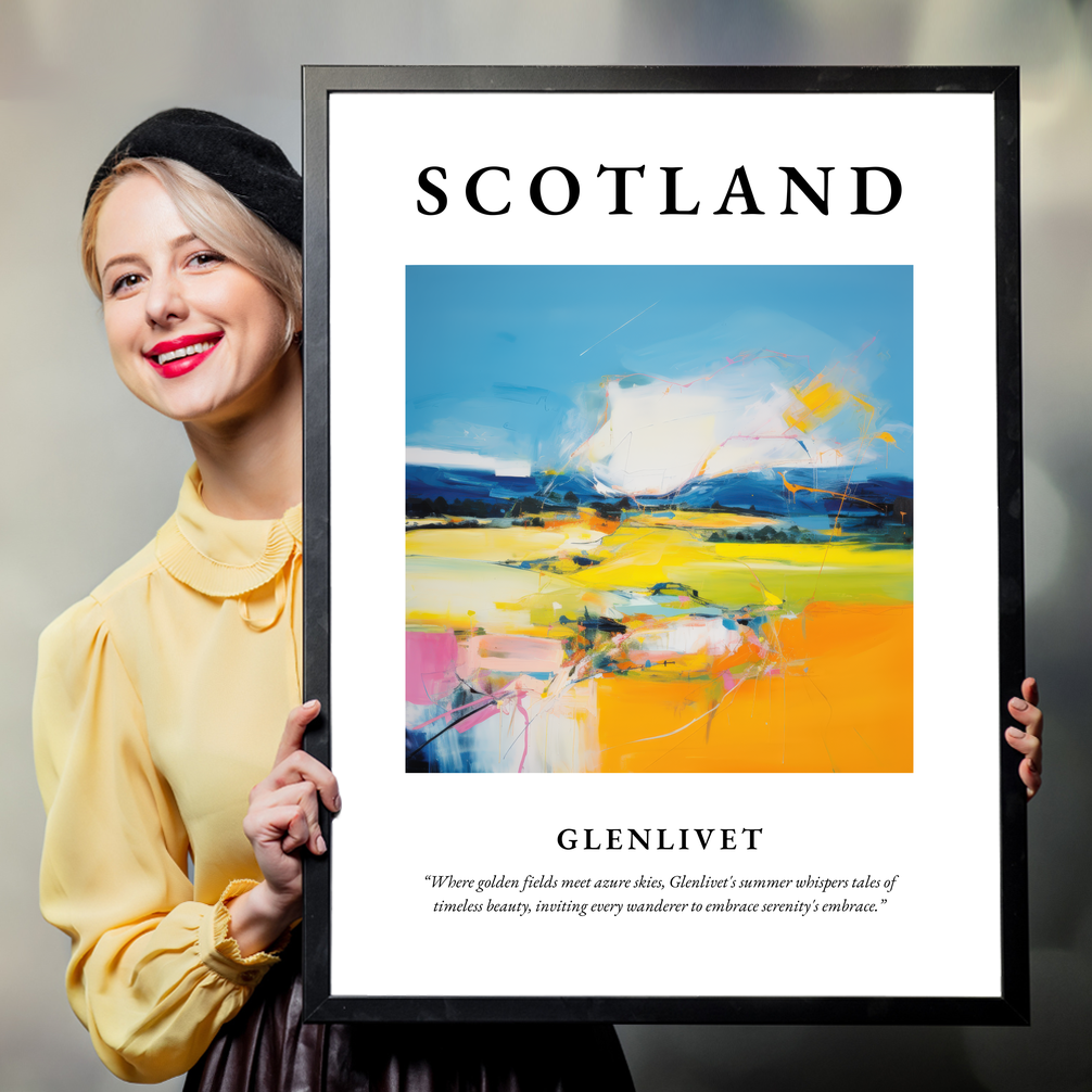 Person holding a poster of Glenlivet