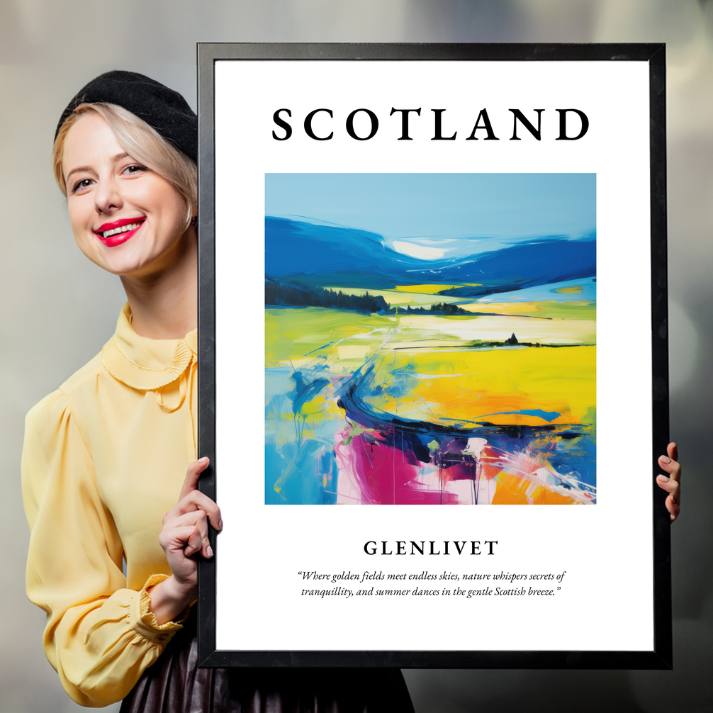 Person holding a poster of Glenlivet