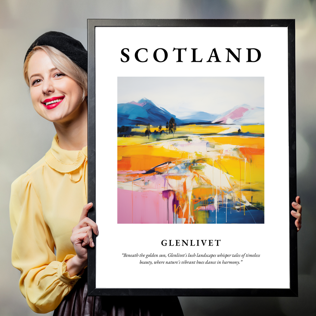 Person holding a poster of Glenlivet