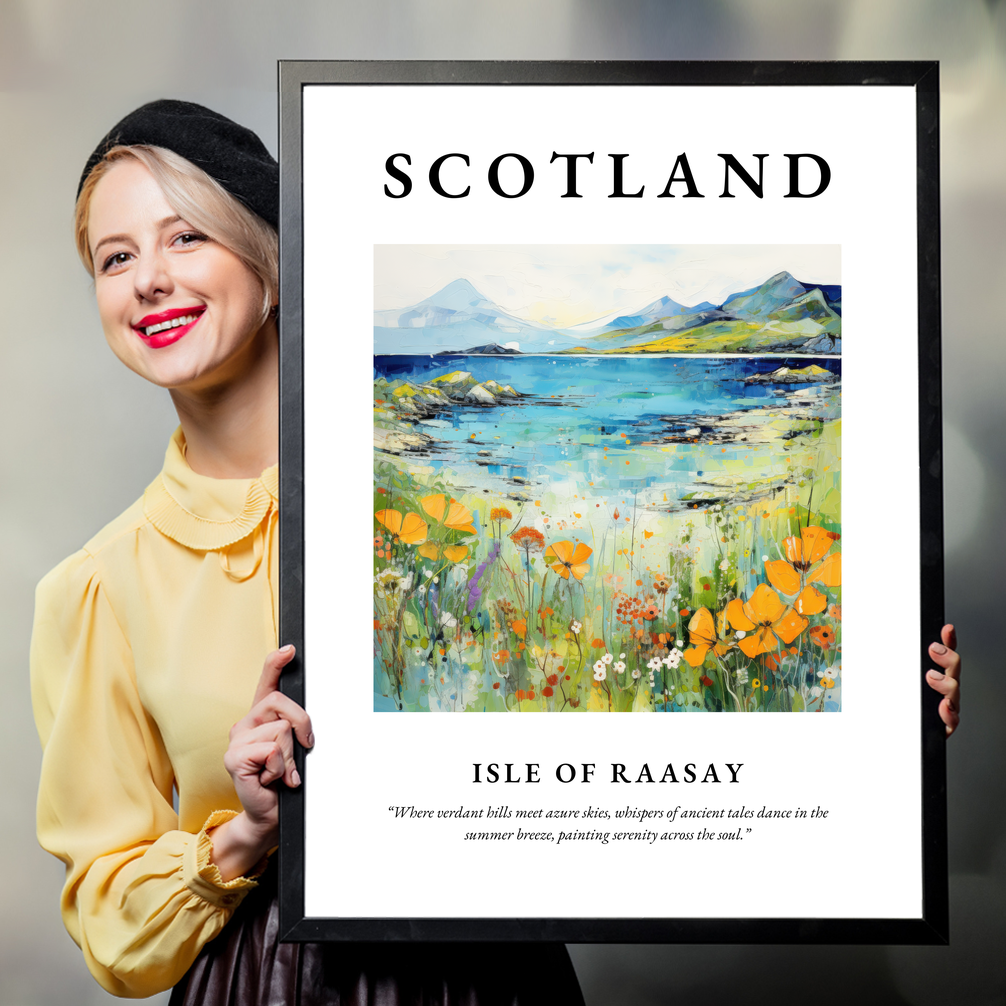 Person holding a poster of Isle of Raasay