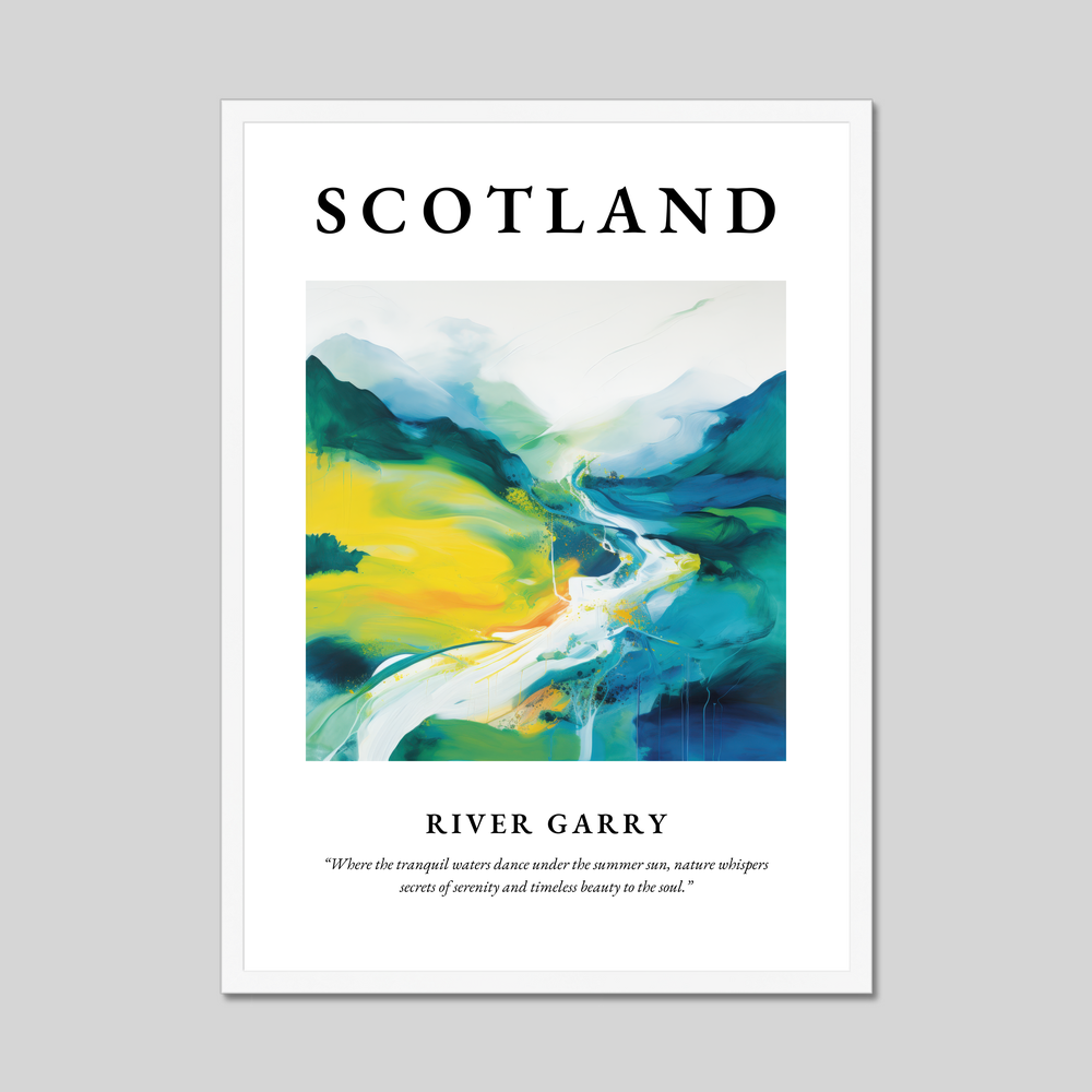 Poster in a white frame with the word Scotland