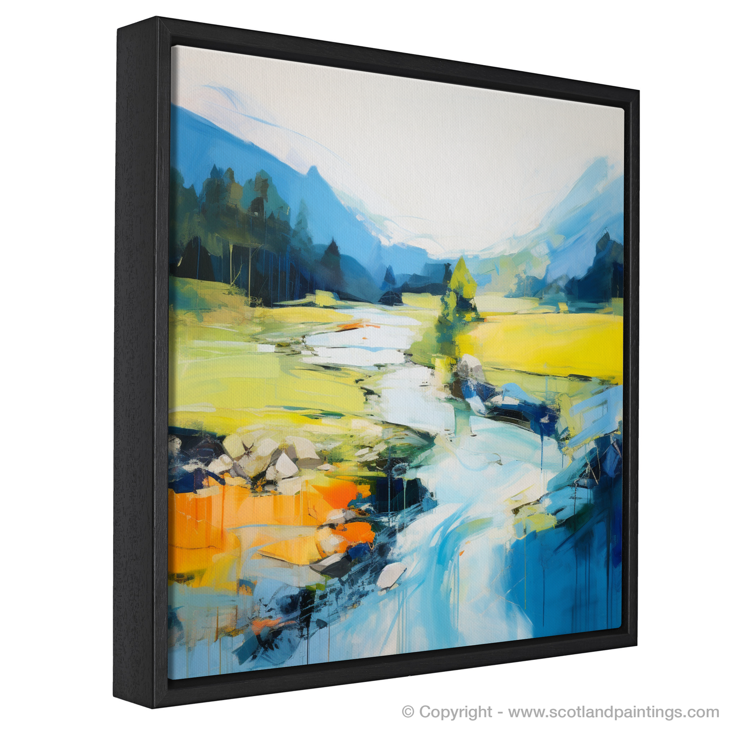 Painting and Art Print of River Garry, Highlands in summer entitled "Summer Vibrance on River Garry".