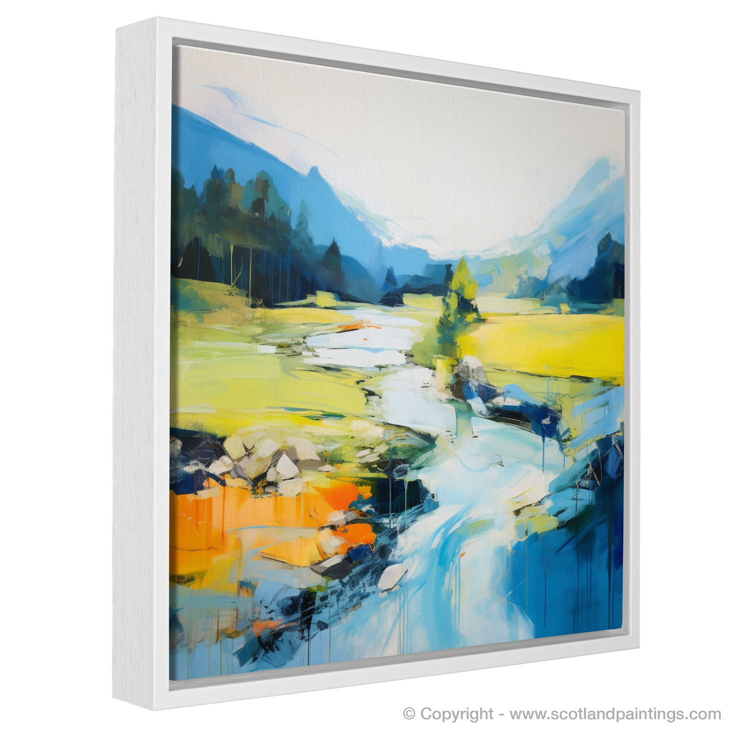 Painting and Art Print of River Garry, Highlands in summer entitled "Summer Vibrance on River Garry".