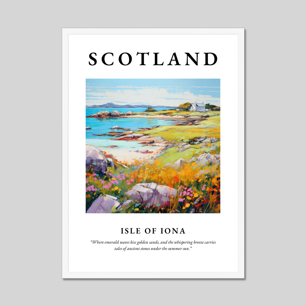 Poster in a white frame with the word Scotland