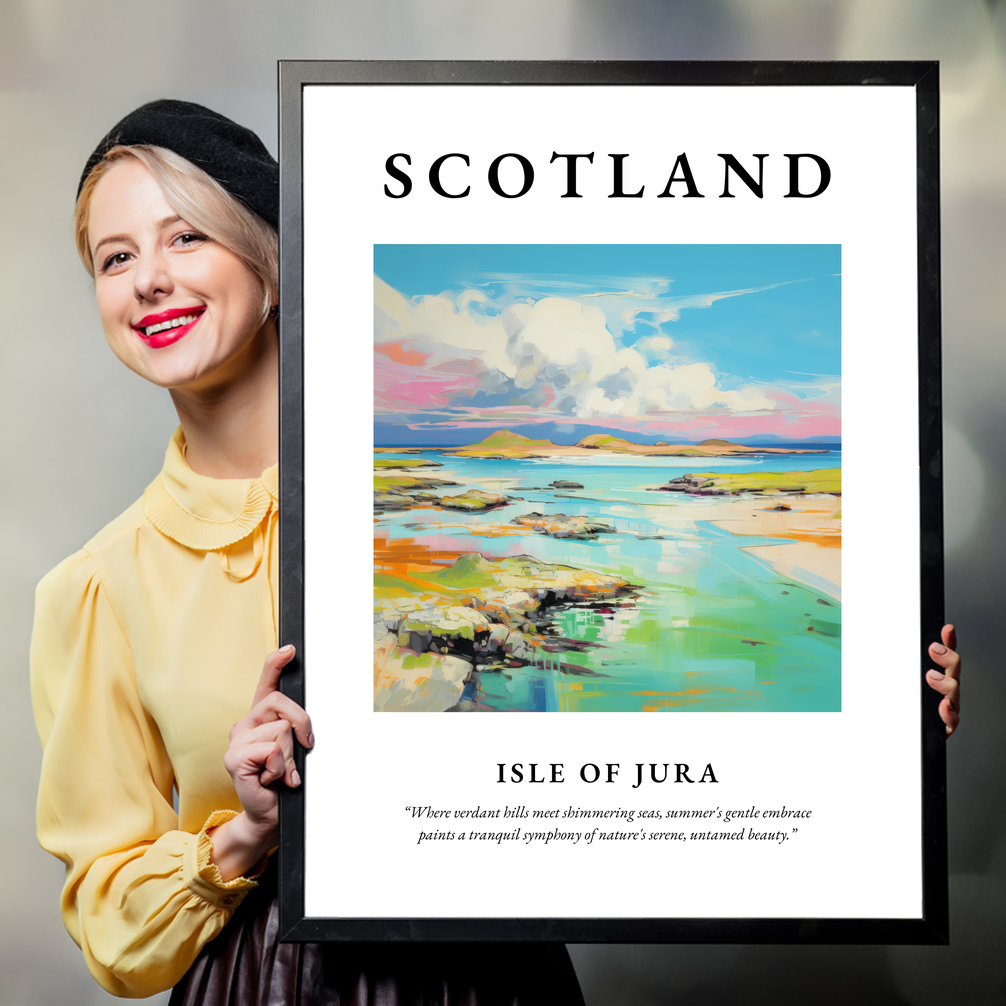 Person holding a poster of Isle of Jura