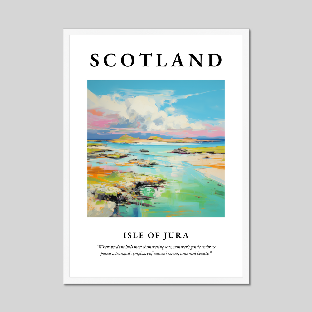 Poster in a white frame with the word Scotland