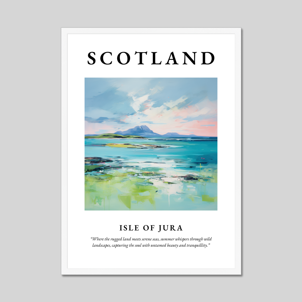 Poster in a white frame with the word Scotland