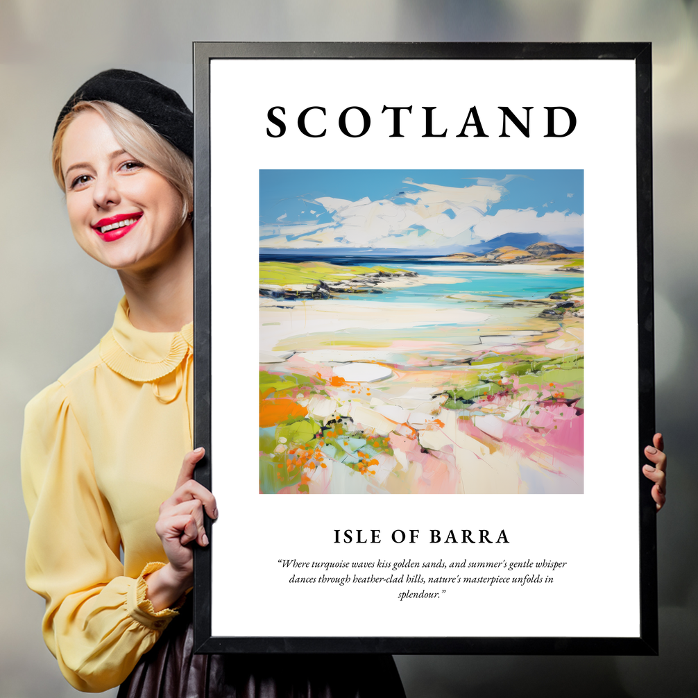 Person holding a poster of Isle of Barra