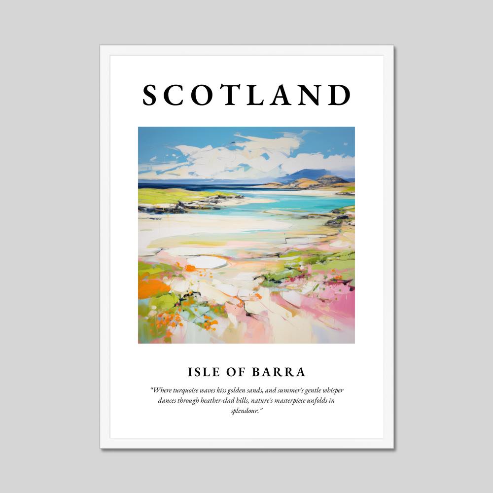 Poster in a white frame with the word Scotland