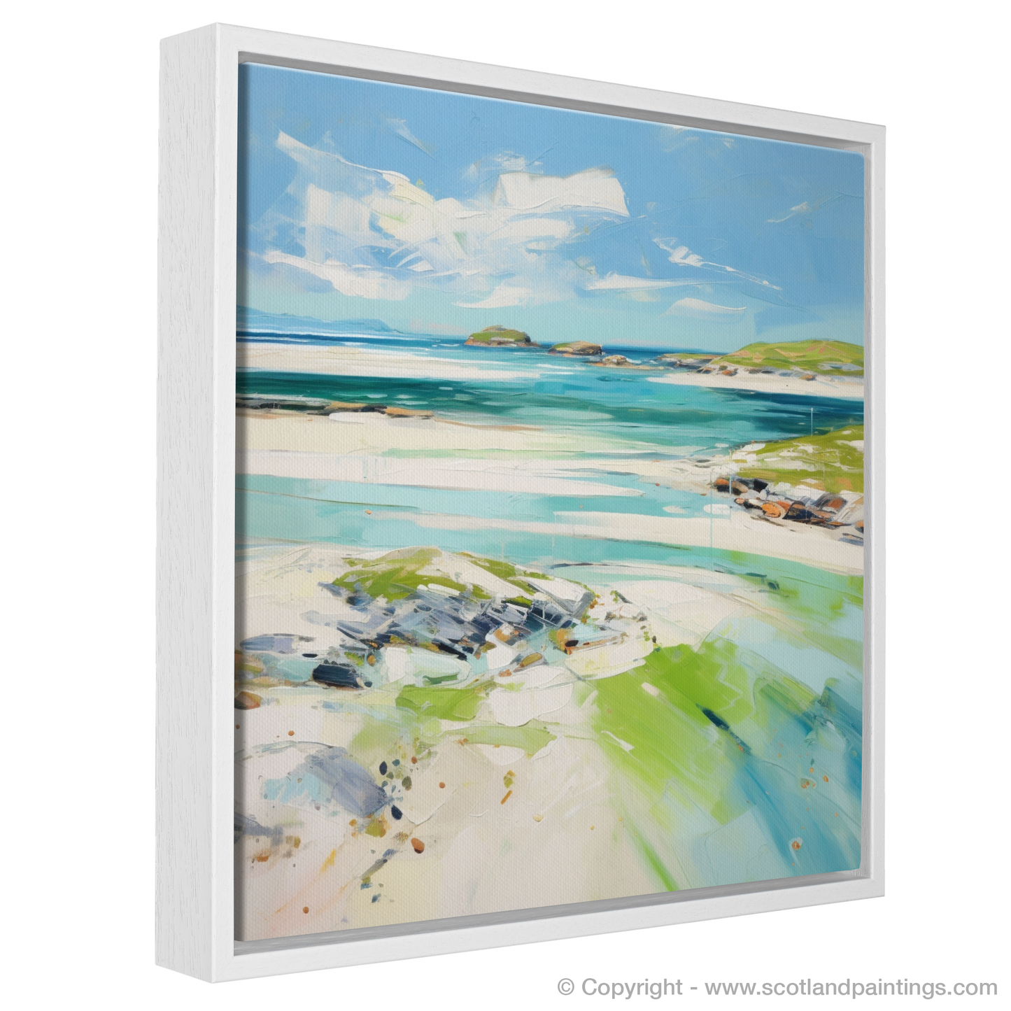 Painting and Art Print of Isle of Barra, Outer Hebrides in summer entitled "Isle of Barra: A Modern Summer Seascape".