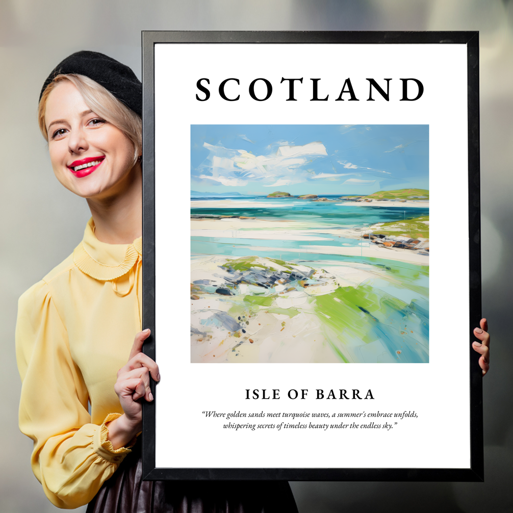 Person holding a poster of Isle of Barra