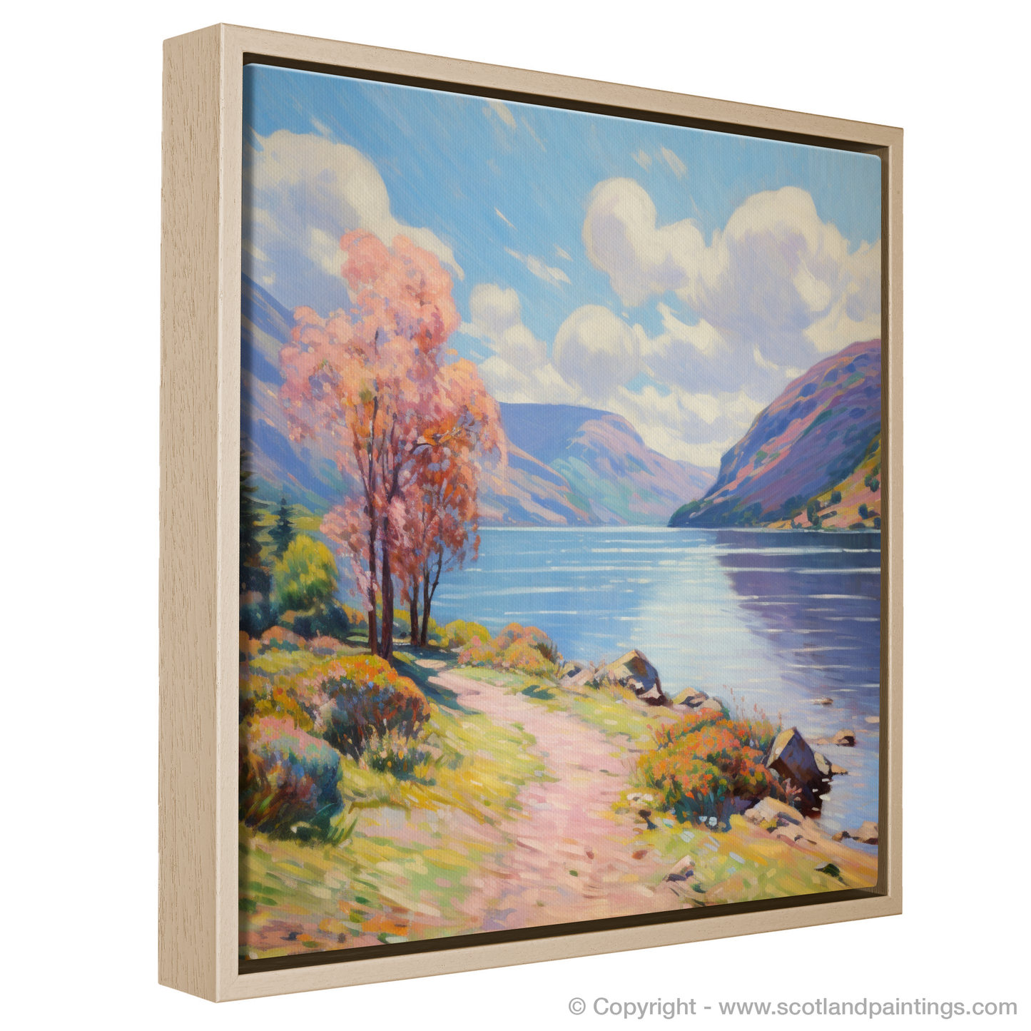 Painting and Art Print of Loch Earn, Perth and Kinross in summer entitled "Summer Serenity at Loch Earn: An Impressionist's View".