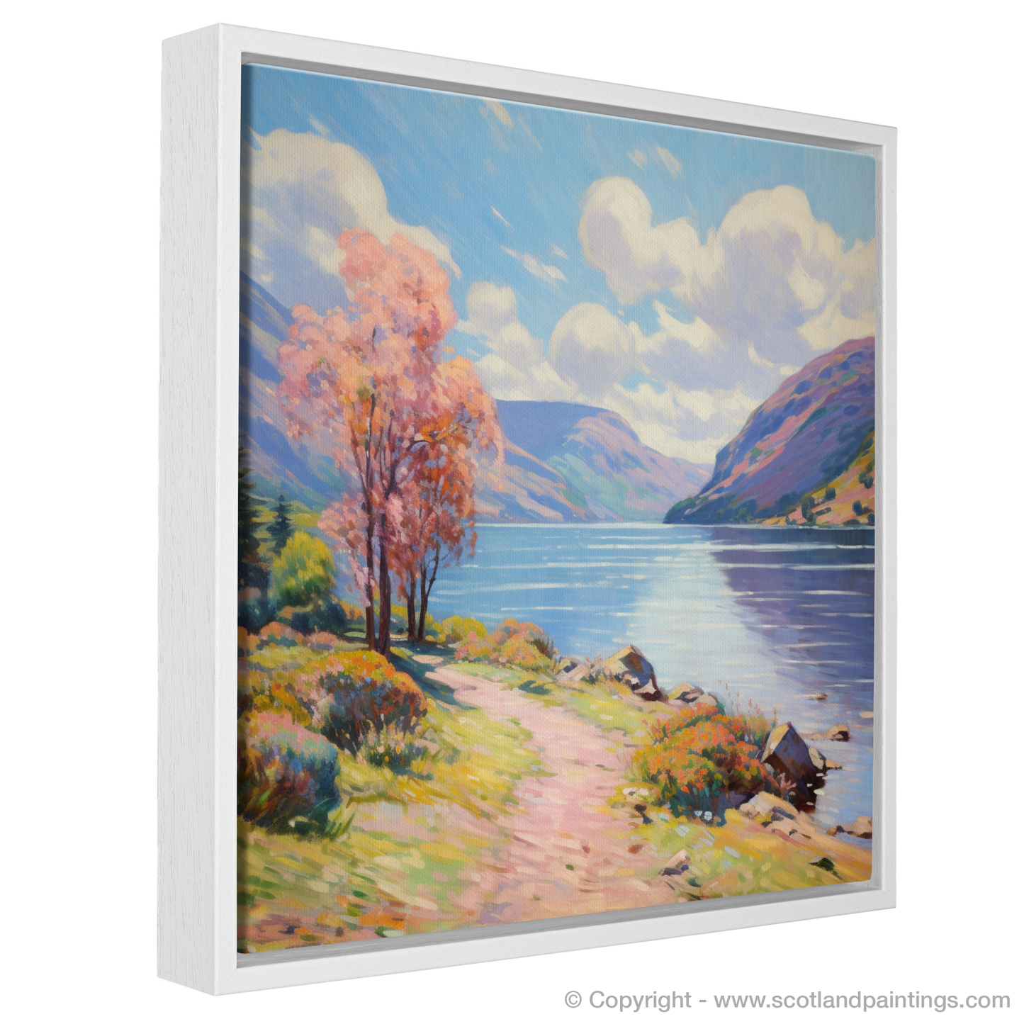 Painting and Art Print of Loch Earn, Perth and Kinross in summer entitled "Summer Serenity at Loch Earn: An Impressionist's View".