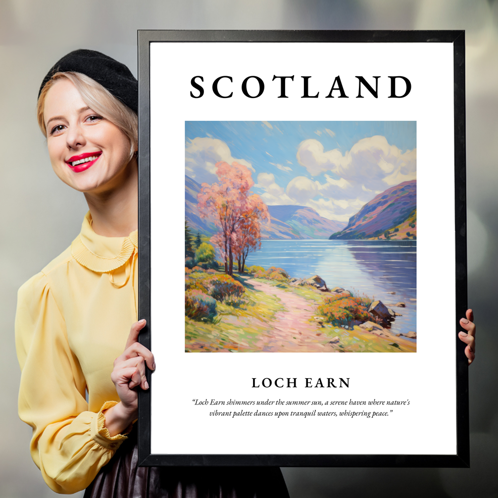 Person holding a poster of Loch Earn