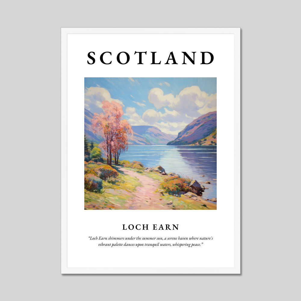 Poster in a white frame with the word Scotland