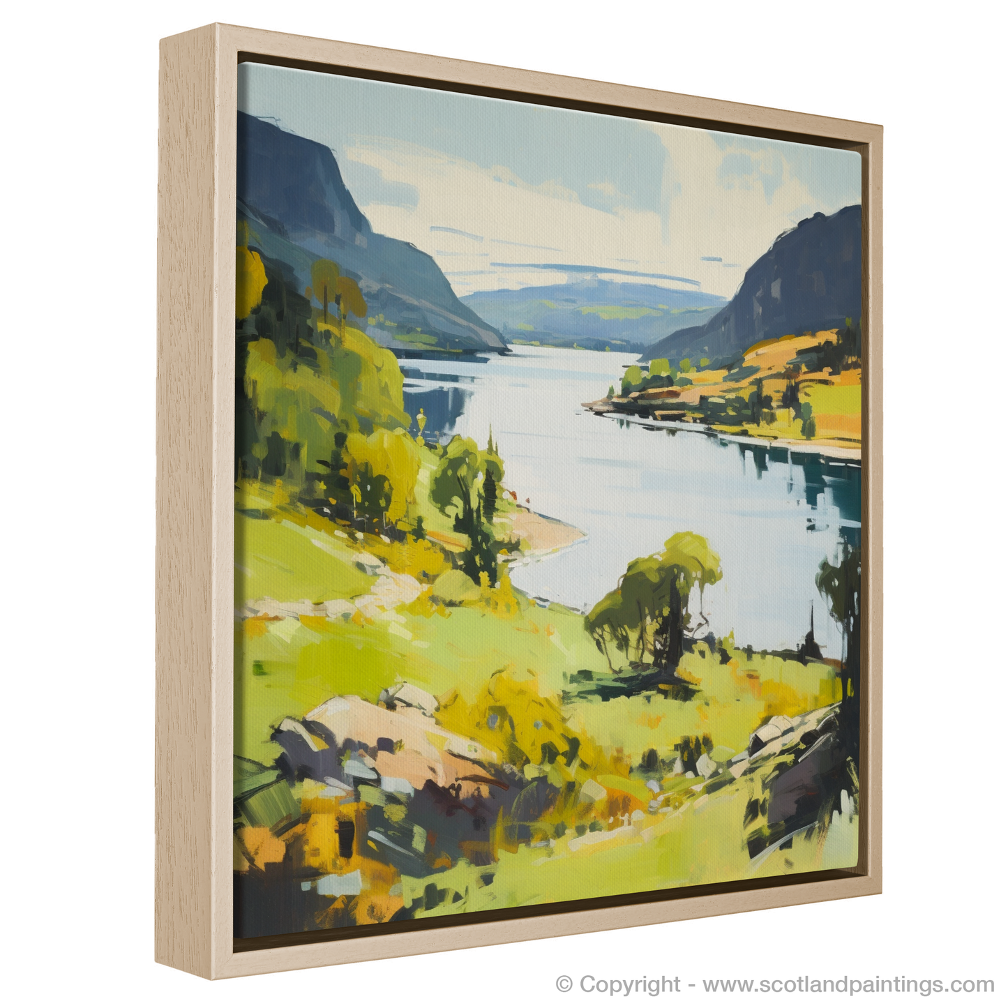 Painting and Art Print of Loch Ness, Highlands in summer. Summer Serenade in the Scottish Highlands.