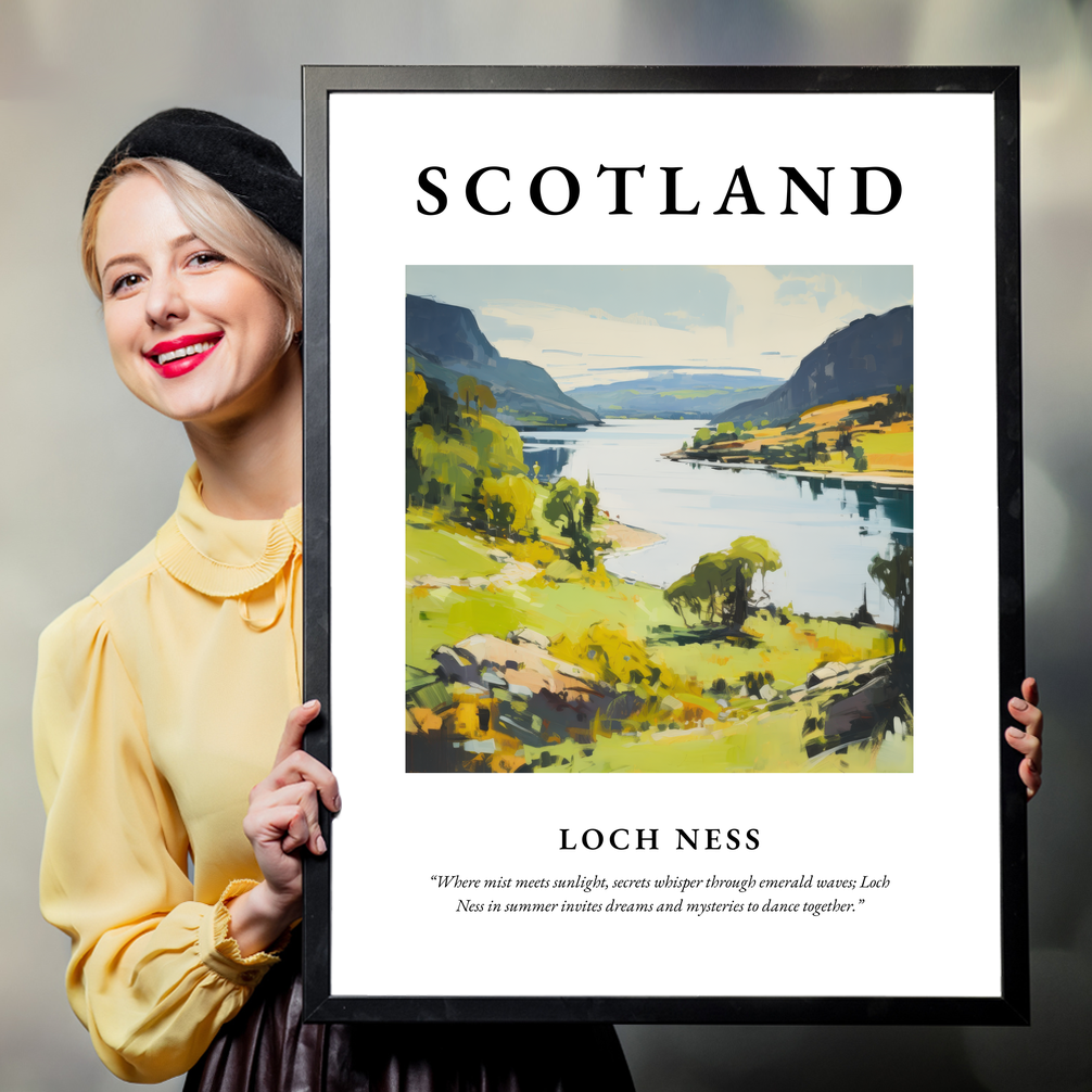 Person holding a poster of Loch Ness