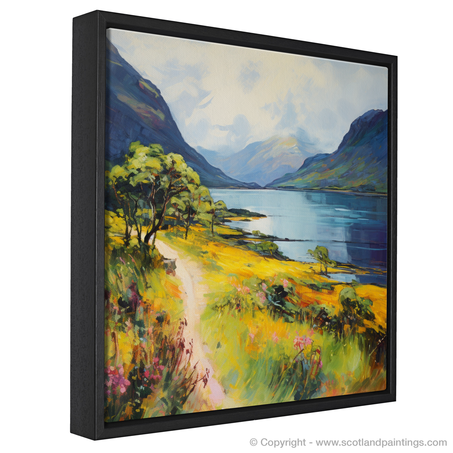 Painting and Art Print of Loch Maree, Wester Ross in summer entitled "Summer Serenade at Loch Maree".