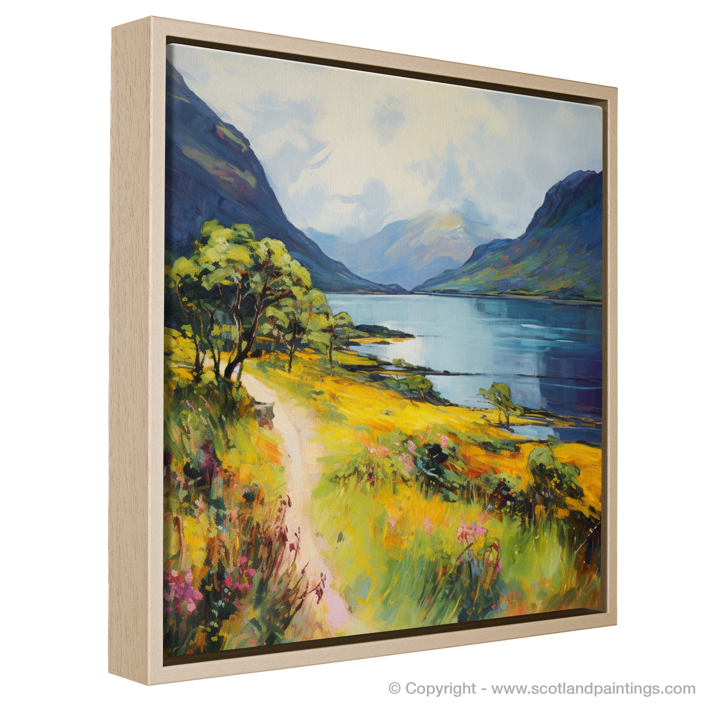 Painting and Art Print of Loch Maree, Wester Ross in summer entitled "Summer Serenade at Loch Maree".