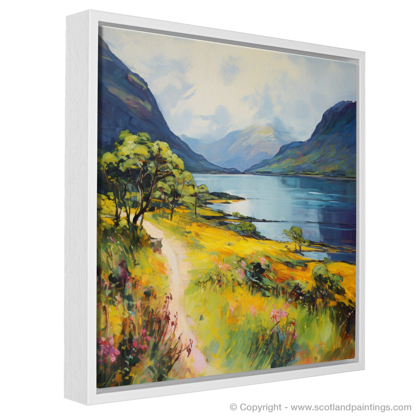 Painting and Art Print of Loch Maree, Wester Ross in summer entitled "Summer Serenade at Loch Maree".