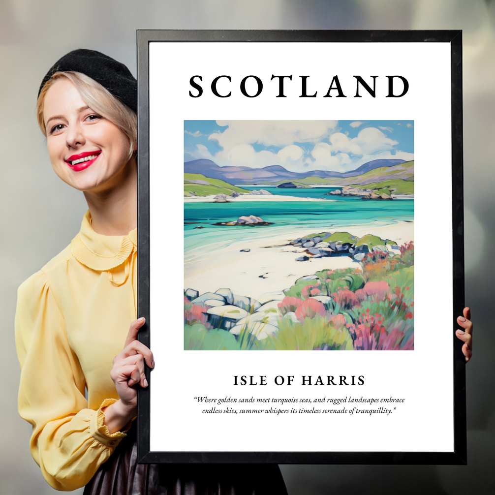 Person holding a poster of Isle of Harris