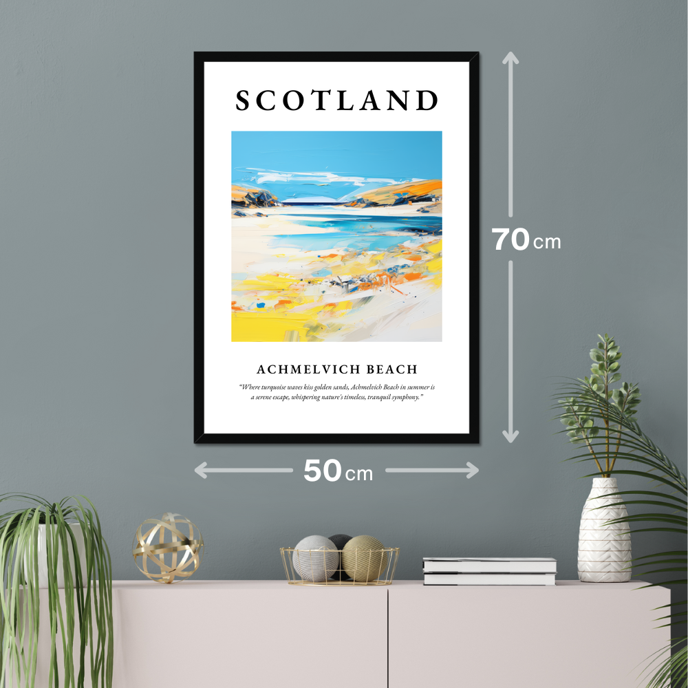 Poster of Achmelvich Beach hanging on a wall