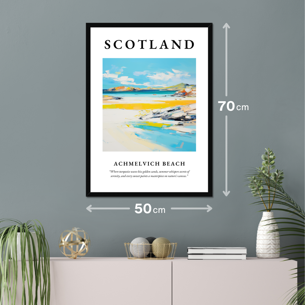 Poster of Achmelvich Beach hanging on a wall