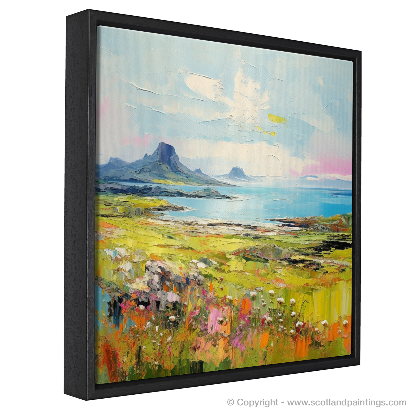 Painting and Art Print of Isle of Eigg, Inner Hebrides in summer entitled "Summer Meadow on Isle of Eigg".