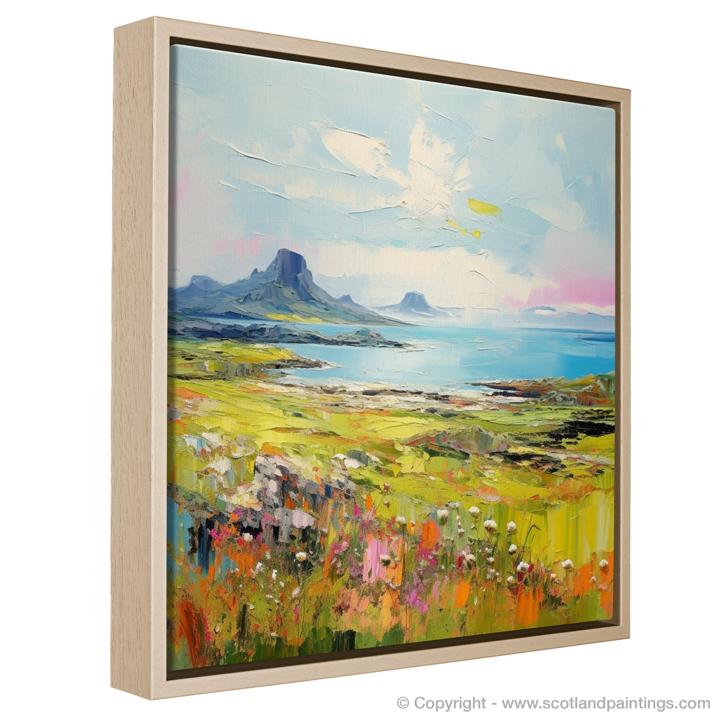 Painting and Art Print of Isle of Eigg, Inner Hebrides in summer entitled "Summer Meadow on Isle of Eigg".