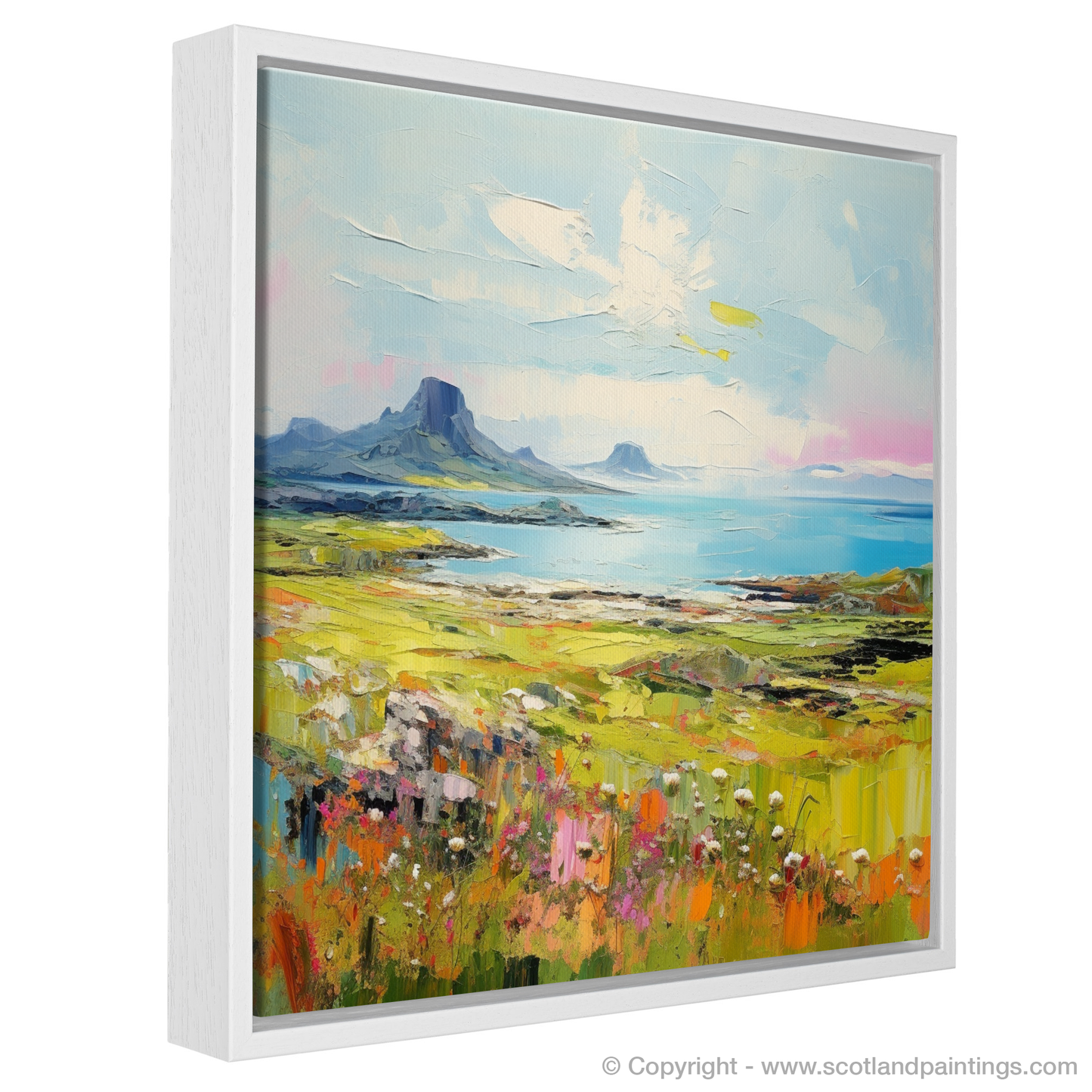 Painting and Art Print of Isle of Eigg, Inner Hebrides in summer entitled "Summer Meadow on Isle of Eigg".