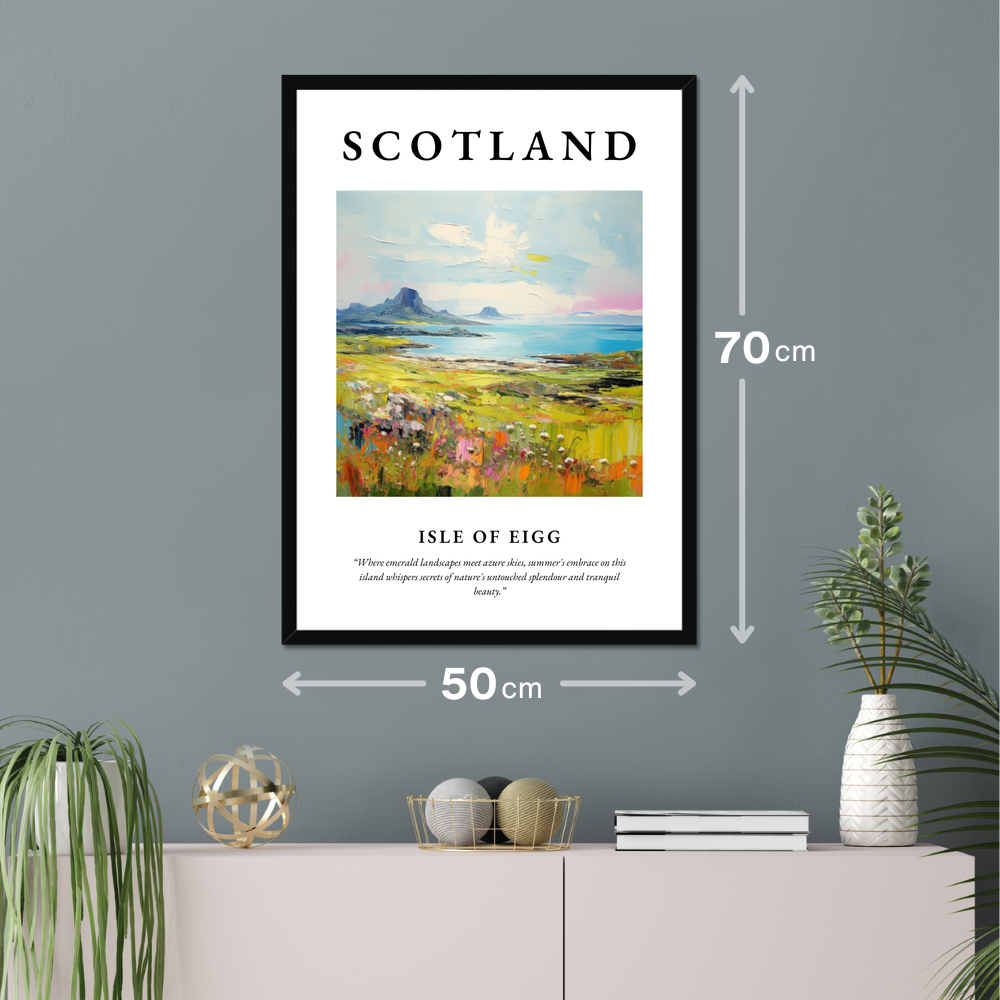 Poster of Isle of Eigg hanging on a wall