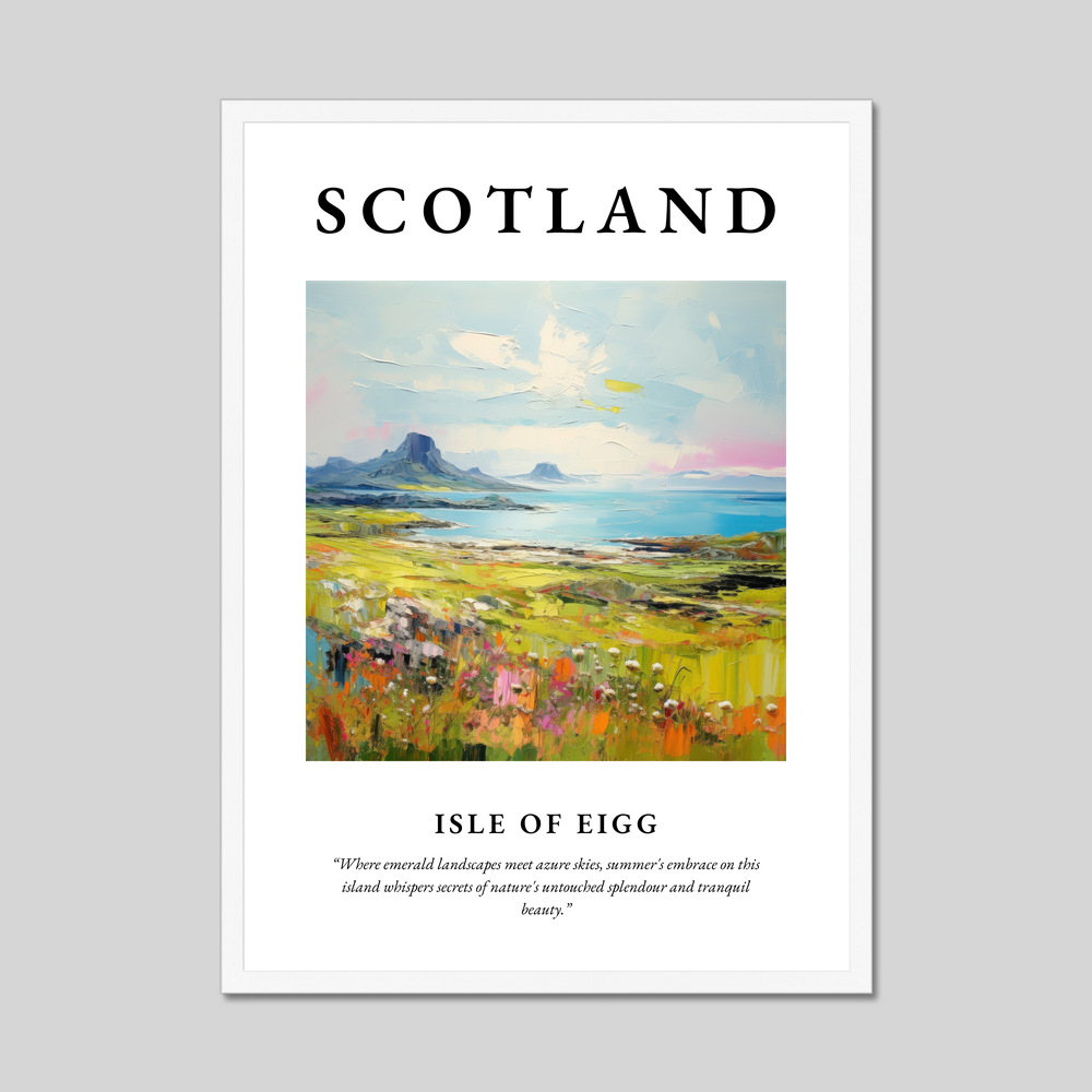 Poster in a white frame with the word Scotland