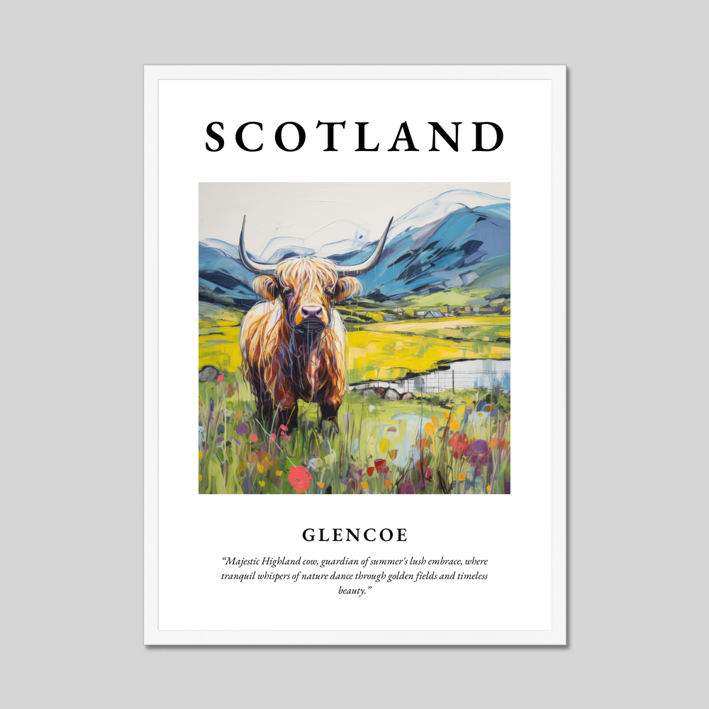 Poster in a white frame with the word Scotland