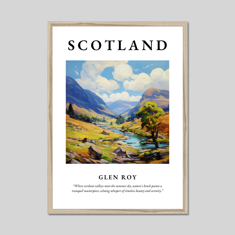 Poster in a natural frame with the word Scotland