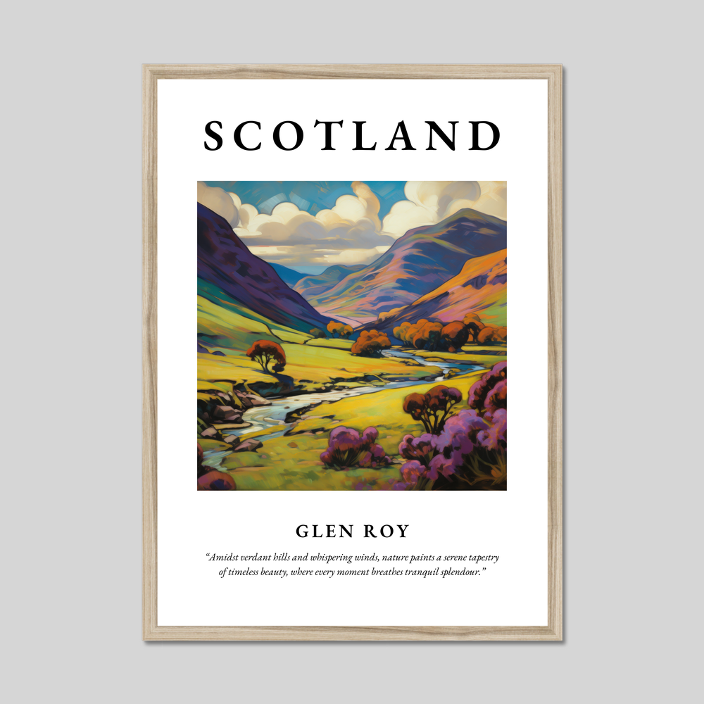 Poster in a natural frame with the word Scotland