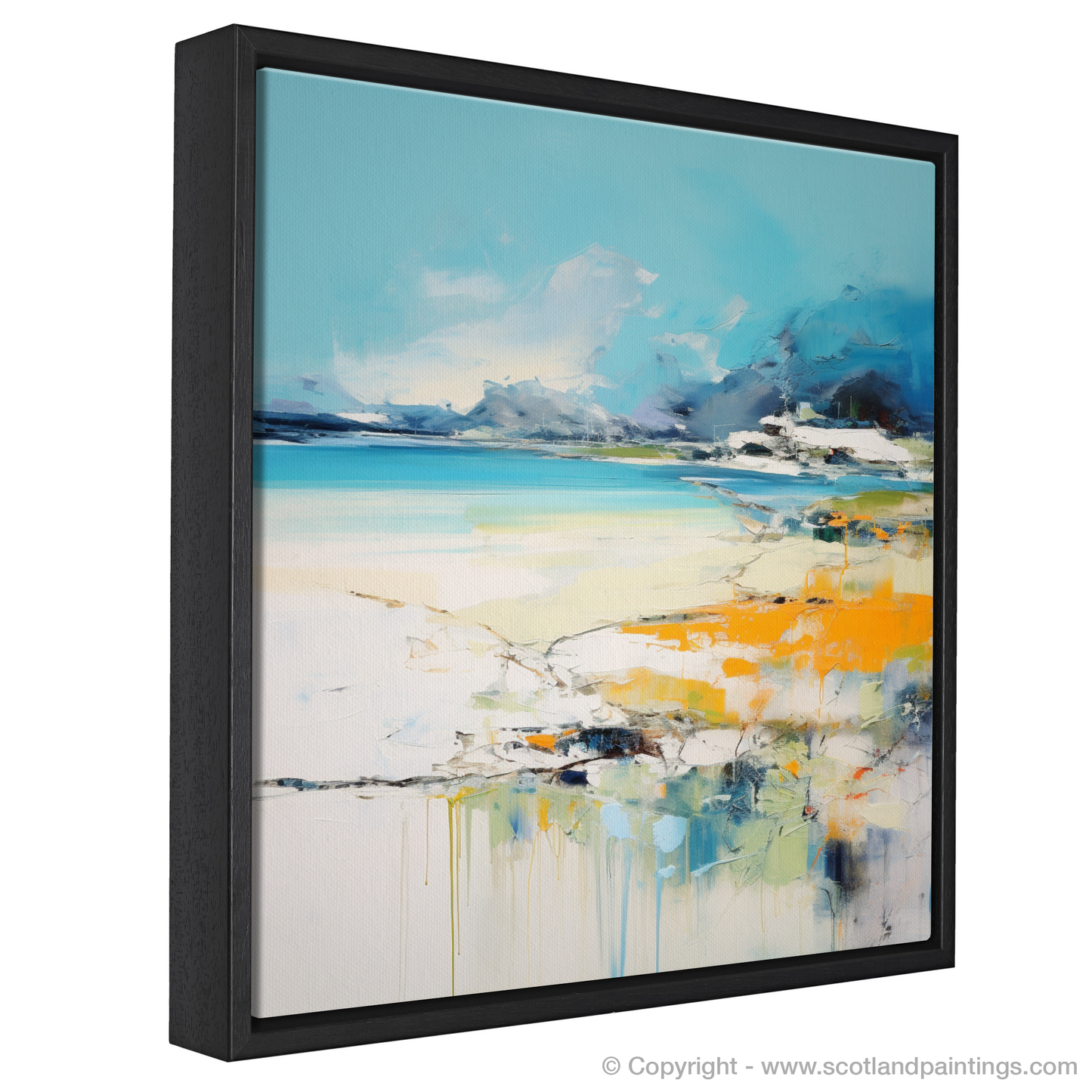 Painting and Art Print of Silver Sands of Morar in summer entitled "Summer's Embrace: Abstract Ode to Silver Sands of Morar".