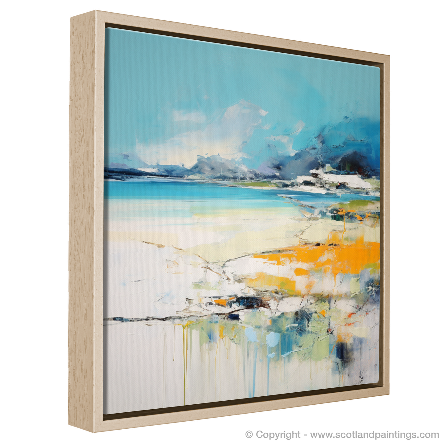 Painting and Art Print of Silver Sands of Morar in summer entitled "Summer's Embrace: Abstract Ode to Silver Sands of Morar".