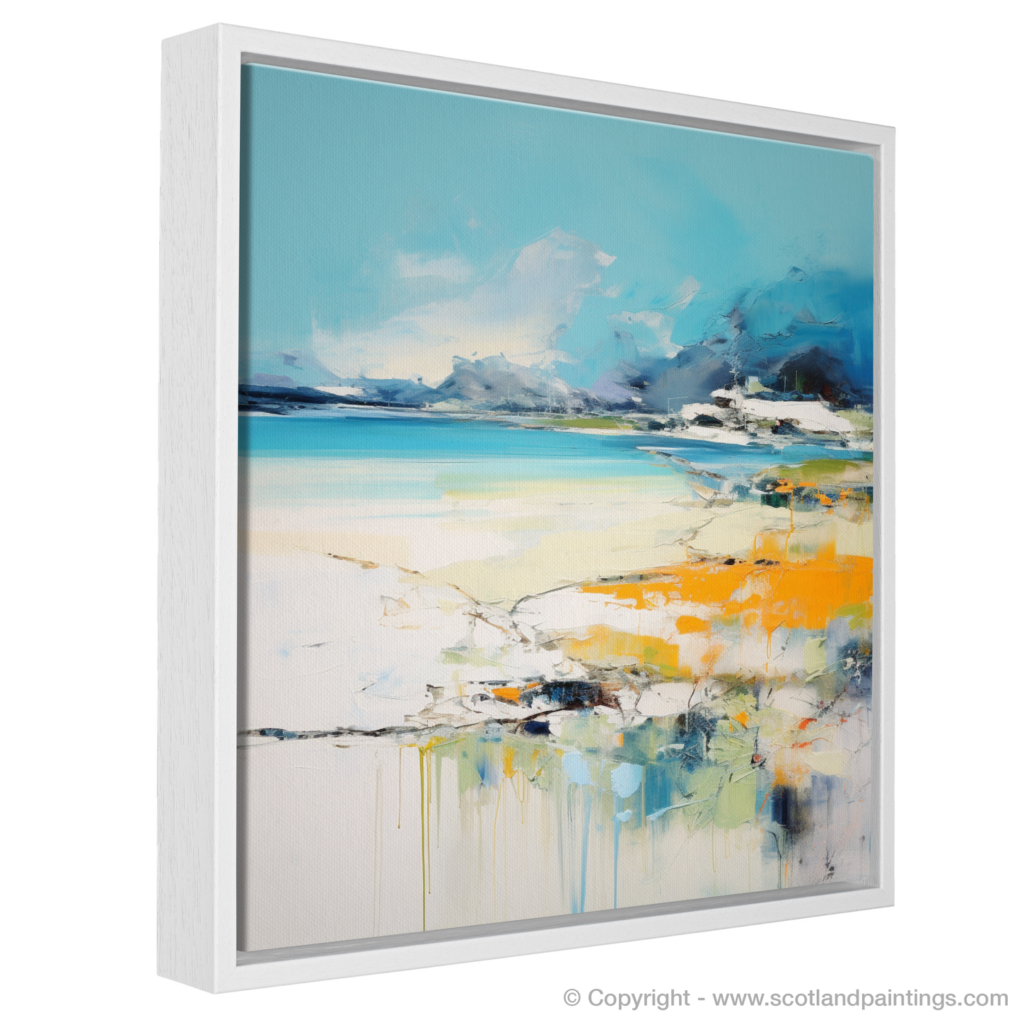 Painting and Art Print of Silver Sands of Morar in summer entitled "Summer's Embrace: Abstract Ode to Silver Sands of Morar".