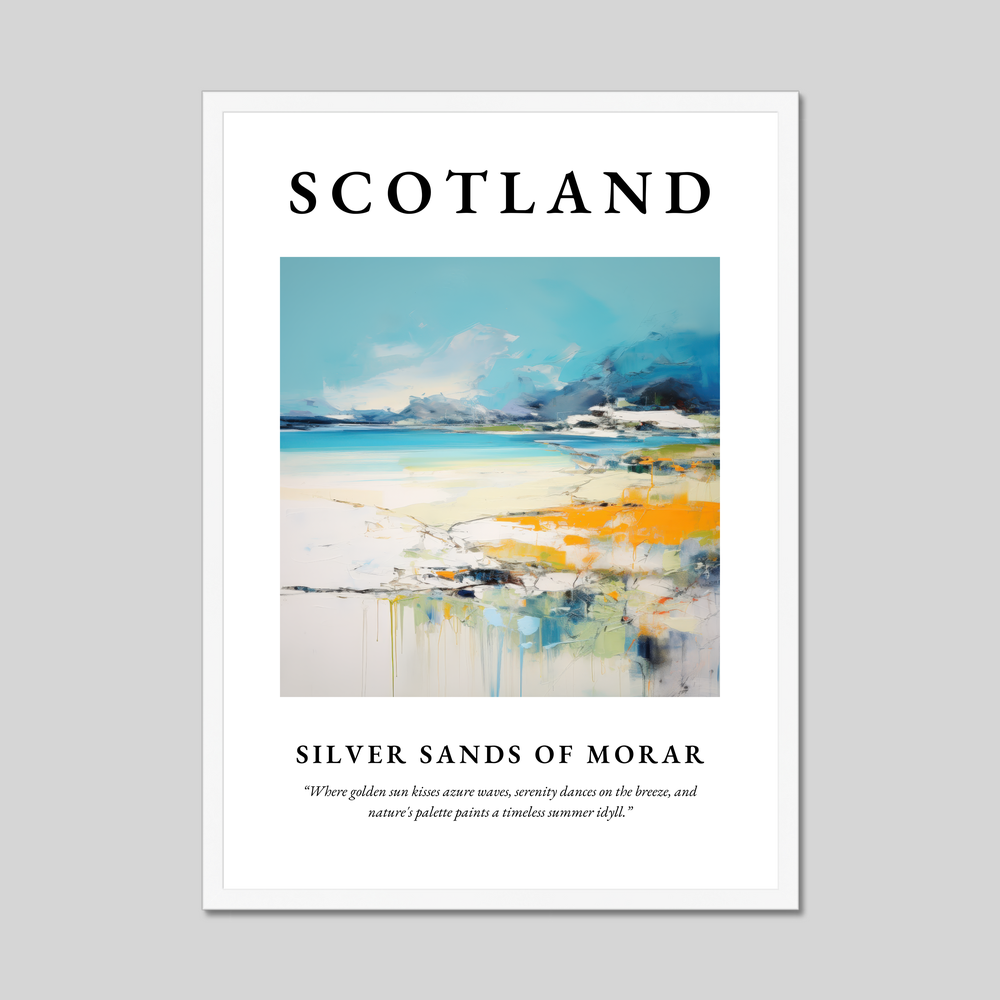 Poster in a white frame with the word Scotland