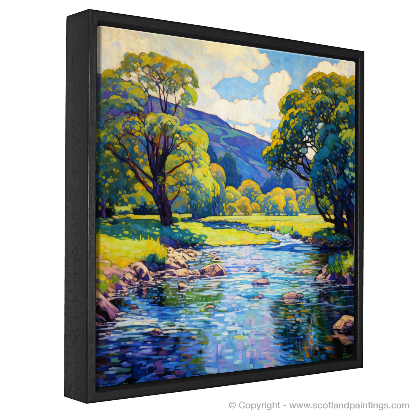 Painting and Art Print of River Earn, Perthshire in summer entitled "Summer Serenity on River Earn, Perthshire".