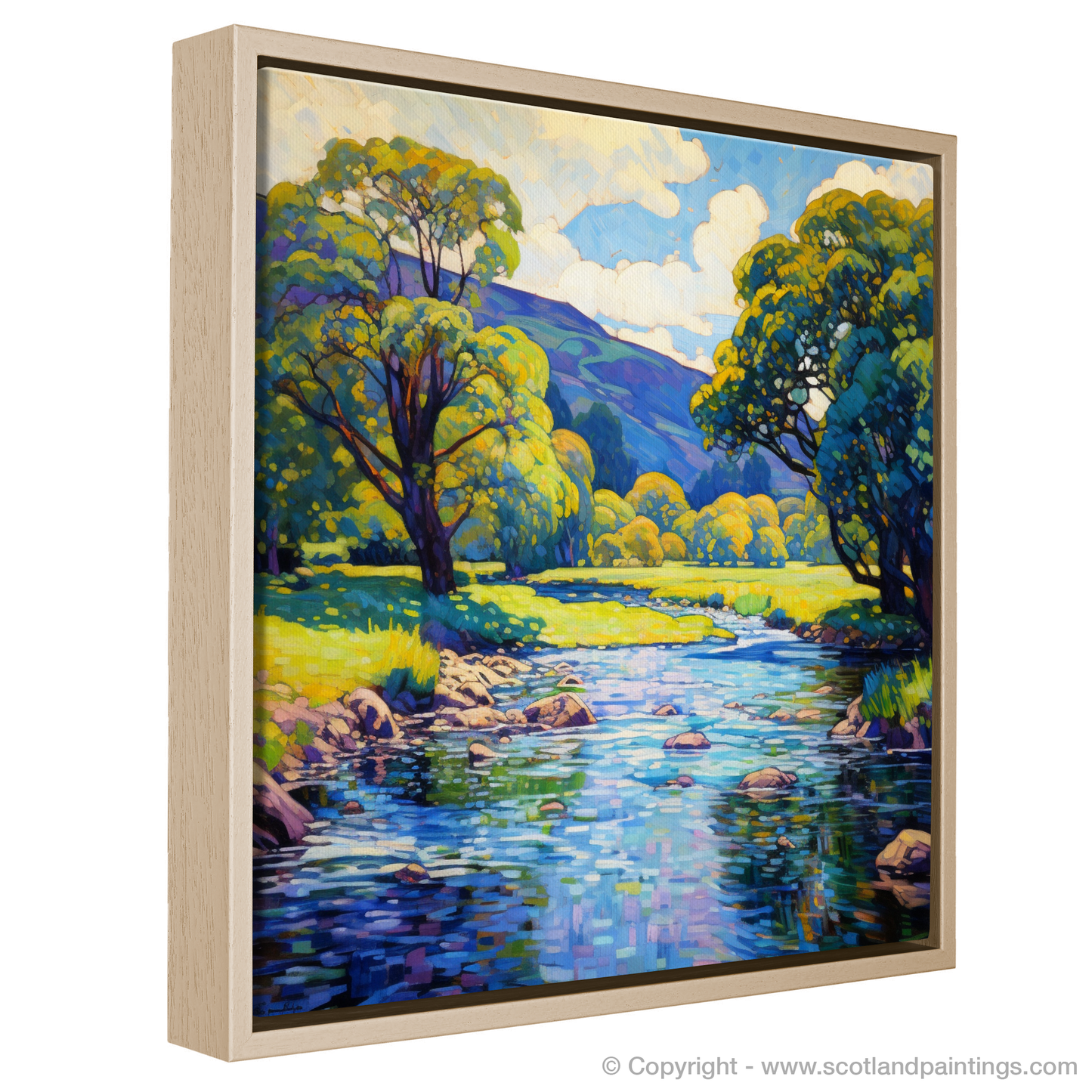 Painting and Art Print of River Earn, Perthshire in summer entitled "Summer Serenity on River Earn, Perthshire".