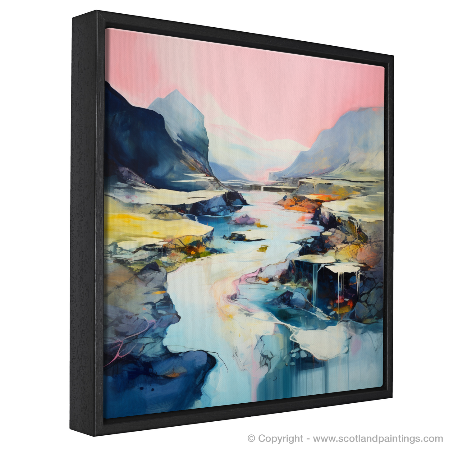 Painting and Art Print of Isle of Skye Fairy Pools at dusk in summer entitled "Ethereal Twilight at Isle of Skye Fairy Pools".